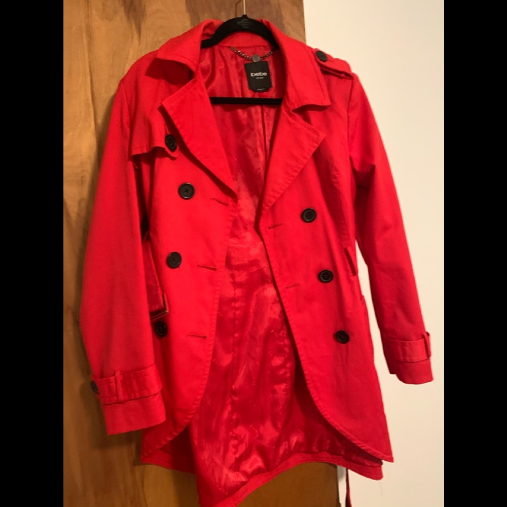Bebe red trench coat